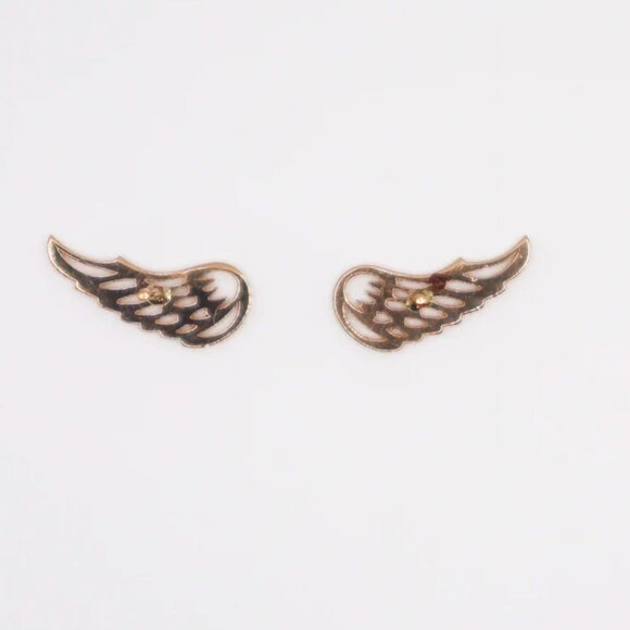 18k Gold Angel Wing Earrings - Picture 3 of 3